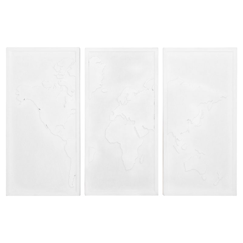 ΠΙΝΑΚΑΣ 3-ΠΤΥΧΟΣ WORLD MAP SANTORINI HM4504 MDF ΣΕ ΥΠΟΛΕΥΚΟ ΧΡΩΜΑ 180x4(πάχος)x120Υεκ.