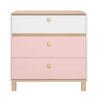 Romy συρταριέρα με 3 συρτάρια 81x45x82εκ. Λευκό / Ροζ / Blond Oak Romy συρταριέρα με 3 συρτάρια 81x45x82εκ. Λευκό / Ροζ / Blond Oak