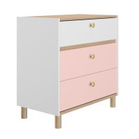 romy_syrtariera_2 Romy συρταριέρα με 3 συρτάρια 81x45x82εκ. Λευκό / Ροζ / Blond Oak