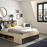 βιβλιοθήκη στο κεφαλάρι 145x224x105εκ ( για στρώμα 140x190εκ. ) Natural chestnut / Black βιβλιοθήκη στο κεφαλάρι 145x224x105εκ ( για στρώμα 140x190εκ. ) Natural chestnut / Black