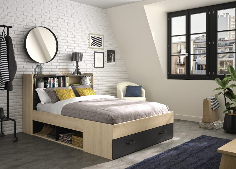 βιβλιοθήκη στο κεφαλάρι 145x224x105εκ ( για στρώμα 140x190εκ. ) Natural chestnut / Black βιβλιοθήκη στο κεφαλάρι 145x224x105εκ ( για στρώμα 140x190εκ. ) Natural chestnut / Black