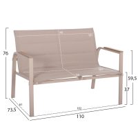 ΣΕΤ ΣΑΛΟΝΙ 4ΤΜΧ JULIETTE HM6280.04 ΚΑΠΟΥΤΣΙΝΟ ΑΛΟΥΜΙΝΙΟ-TEXTILENE--TEMPERED GLASS