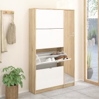 8x24x162εκ. Δρυς / Λευκό γυαλιστερό