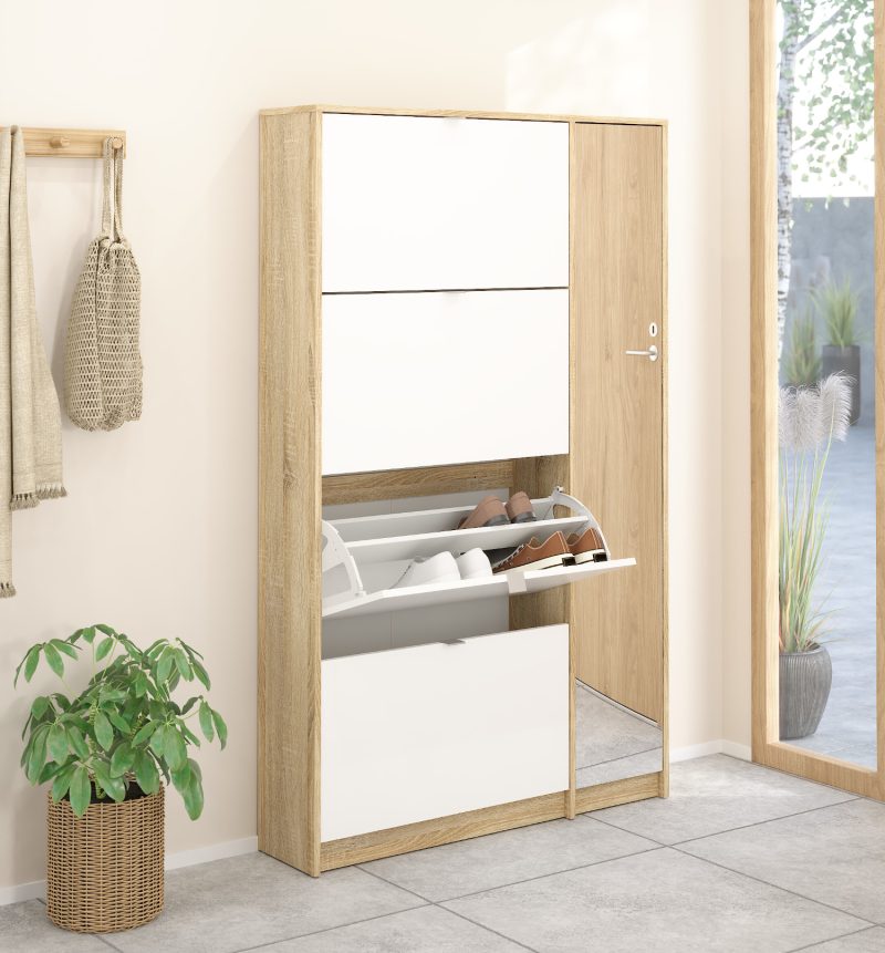 8x24x162εκ. Δρυς / Λευκό γυαλιστερό