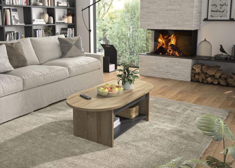 Soho τραπεζάκι σαλονιού 110x55x39εκ. Golden Oak / Black