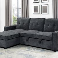 Tiago Γωνιακός καναπές κρεβάτι με αποθηκευτικό χώρο 222x150x94εκ. Γκρι σκούρο με αναστρέψιμη γωνία