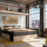 Tonight Κρεβάτι διπλό με αποθηκευτικούς χώρους 191x221εκ. ( για στρώμα 160x200εκ. ) Black/Natural Chestnut Tonight Κρεβάτι διπλό με αποθηκευτικούς χώρους 191x221εκ. ( για στρώμα 160x200εκ. ) Black/Natural Chestnut