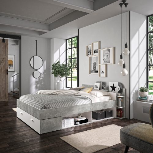 Tonight Κρεβάτι διπλό με αποθηκευτικούς χώρους 171x211εκ. ( για στρώμα 140x190εκ. ) Λευκό / Beton Tonight Κρεβάτι διπλό με αποθηκευτικούς χώρους 171x211εκ. ( για στρώμα 140x190εκ. ) Λευκό / Beton