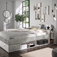 Tonight Κρεβάτι διπλό με αποθηκευτικούς χώρους 171x211εκ. ( για στρώμα 140x190εκ. )  Λευκό / Beton