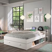 Tonight Κρεβάτι διπλό με αποθηκευτικούς χώρους 171x211εκ. ( για στρώμα 140x190εκ. )  Λευκό