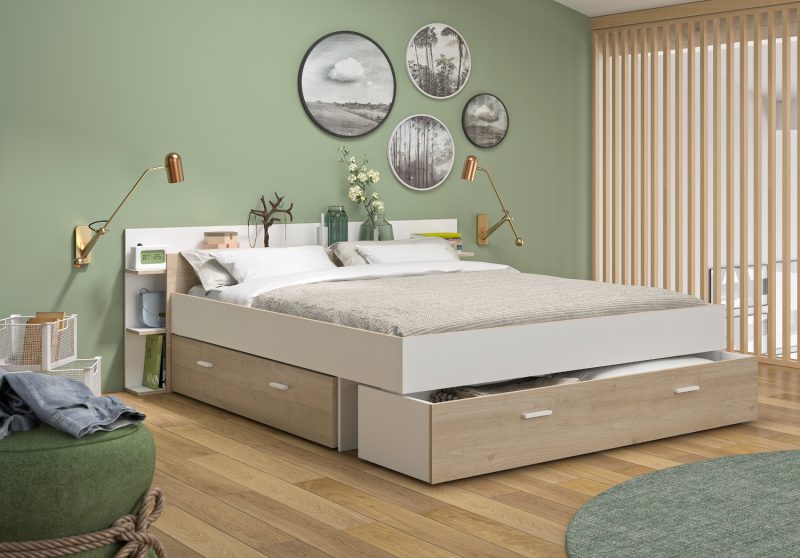 Tonight Κρεβάτι διπλό με αποθηκευτικούς χώρους 171x211εκ. ( για στρώμα 140x190εκ. ) Natural Chestnut / White Tonight Κρεβάτι διπλό με αποθηκευτικούς χώρους 171x211εκ. ( για στρώμα 140x190εκ. ) Natural Chestnut / White