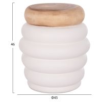 ΣΚΑΜΠΟ PUFFAT HM18172.02 FIBER CEMENT ΛΕΥΚΟ- ΞΥΛΟ TEAK TOP Φ45x46Υεκ.