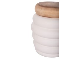 ΣΚΑΜΠΟ PUFFAT HM18172.02 FIBER CEMENT ΛΕΥΚΟ- ΞΥΛΟ TEAK TOP Φ45x46Υεκ.