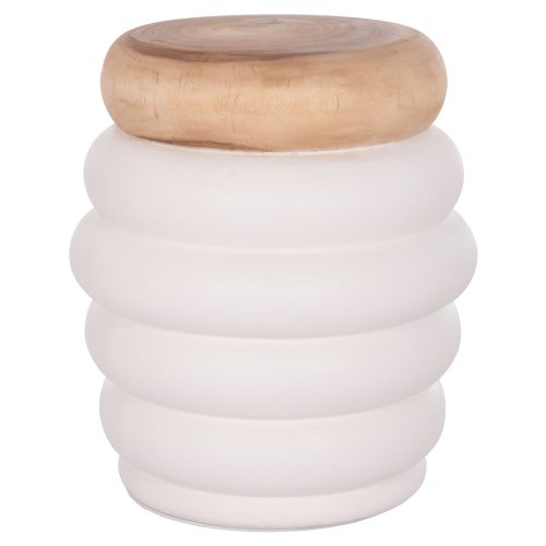 ΣΚΑΜΠΟ PUFFAT HM18172.02 FIBER CEMENT ΛΕΥΚΟ- ΞΥΛΟ TEAK TOP Φ45x46Υεκ.