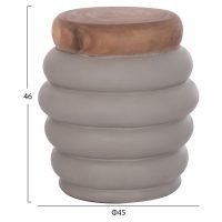 ΣΚΑΜΠΟ PUFFAT HM18172.03 FIBER CEMENT ΓΚΡΙ- ΞΥΛΟ TEAK TOP Φ45x46Υεκ.