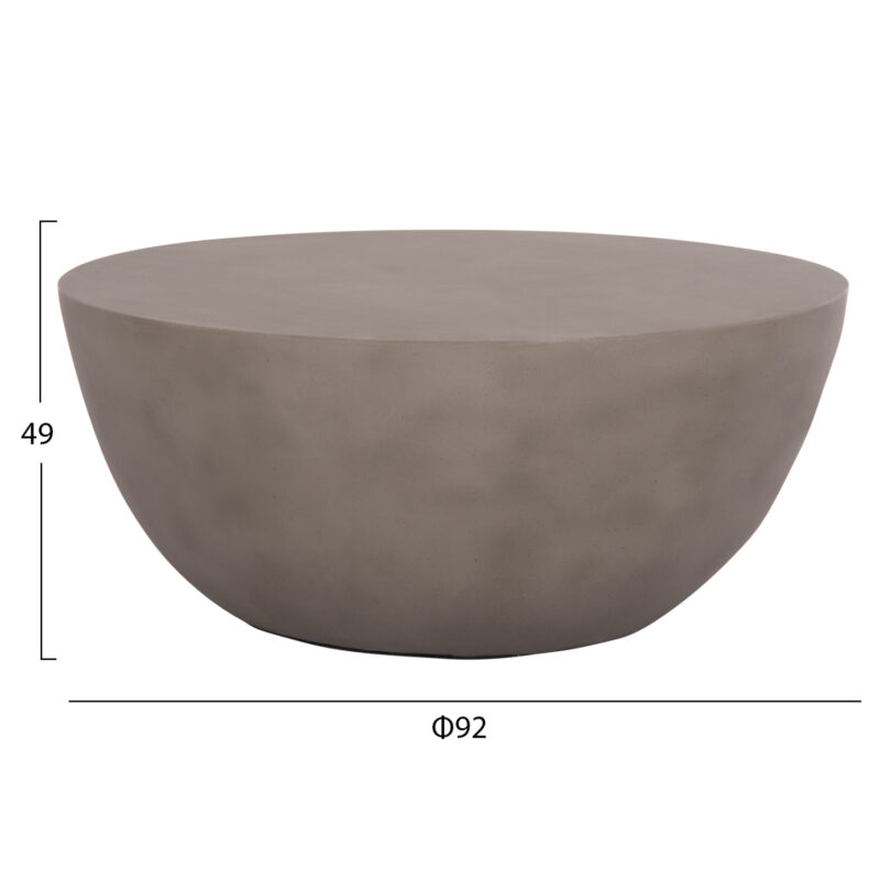 ΤΡΑΠΕΖΙ ΣΑΛΟΝΙΟΥ ΣΤΡΟΓΓΥΛΟ ALLAN HM18162.03 FIBER CEMENT ΣΕ ΓΚΡΙ--Φ92x49Υεκ.