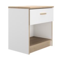 Tulle κομοδίνο με ένα συρτάρι 48x52x35εκ. Λευκό / Blond Oak