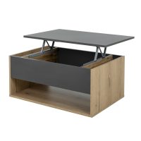 Urban τραπεζάκι σαλονιού με σερβιτόρο 90x60x44/55εκ. Helvezia Oak / Ανθρακί