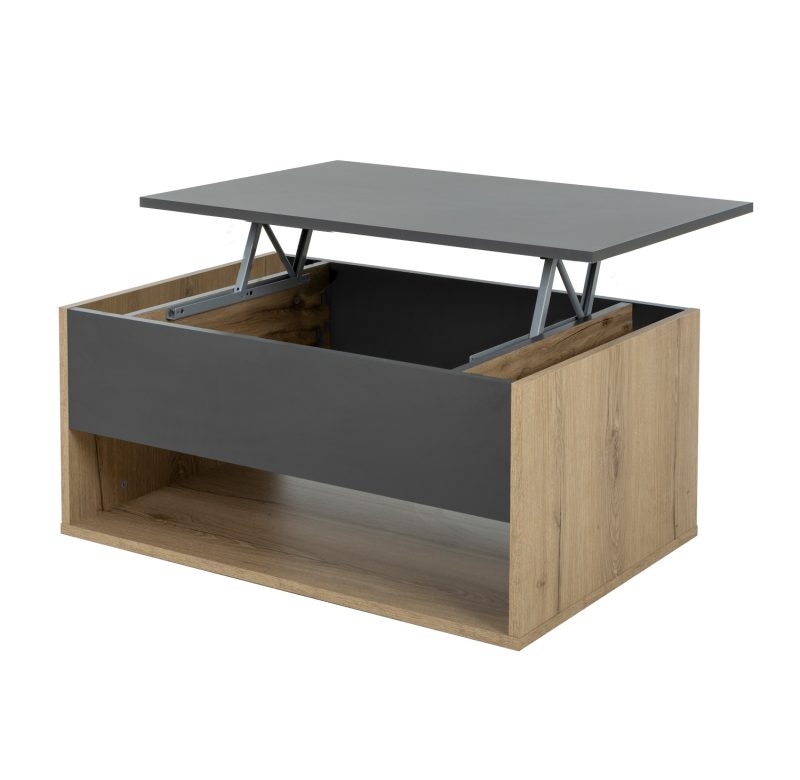 Urban τραπεζάκι σαλονιού με σερβιτόρο 90x60x44/55εκ. Helvezia Oak / Ανθρακί