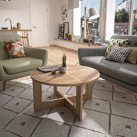 Στρογγυλό Τραπεζάκι Σαλονιού Tika Ξύλινο Sonoma Μ82xΠ82xΥ42εκ.