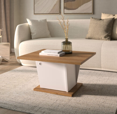 Atos τραπεζάκι σαλονιού τετράγωνο με αποθηκευτικό χώρο 69x69x38εκ. Helvezia Oak