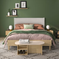 Auriol κρεβάτι διπλό 166x204x104εκ. ( για στρώμα 160x200εκ. ) Rookwood Oak / Γκρι