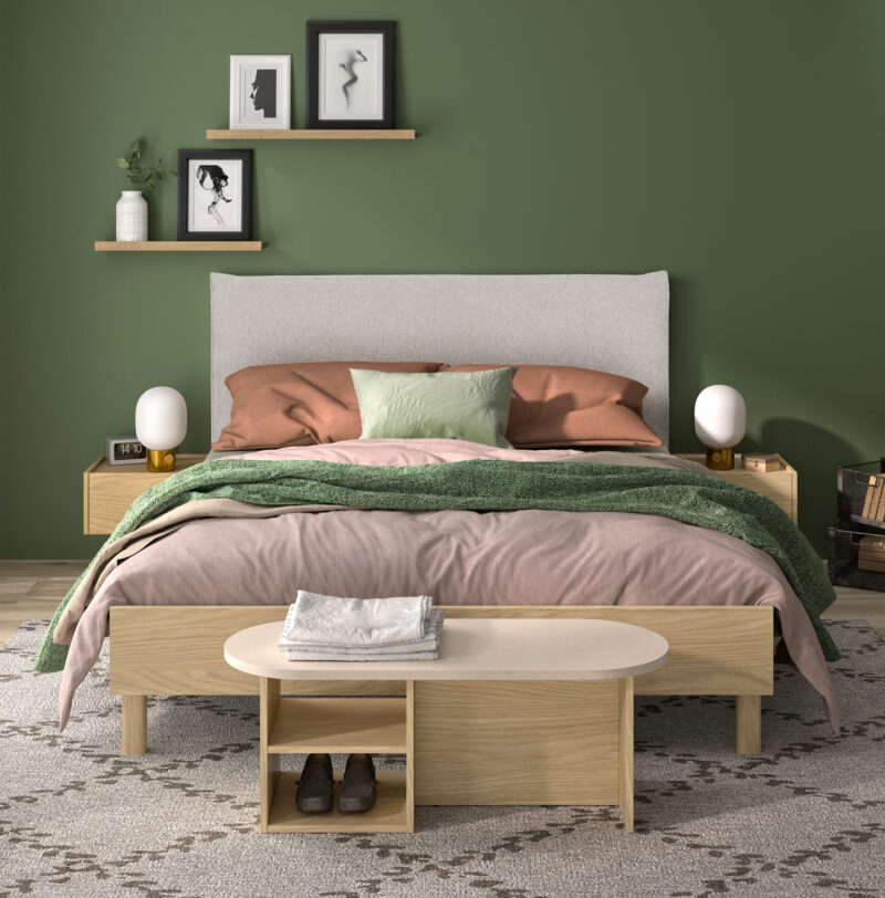 Auriol κρεβάτι διπλό 166x204x104εκ. ( για στρώμα 160x200εκ. ) Rookwood Oak / Γκρι