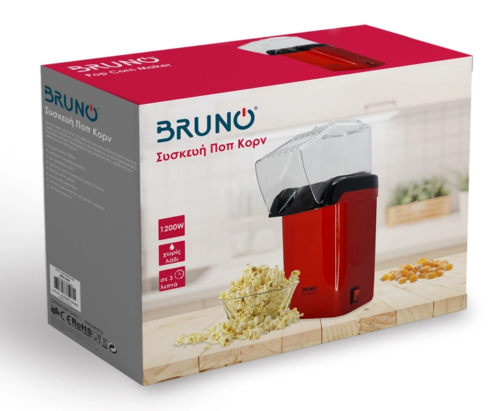 BRUNO συσκευή παρασκευής ποπ-κορν BRN-0085, 1200W, κόκκινη