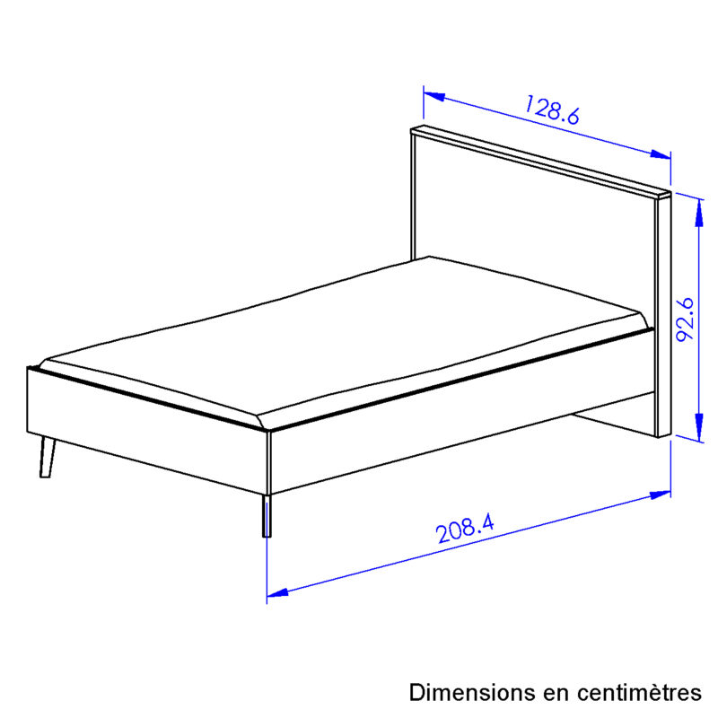 FIG_H0L-113-COTEE Larvik Κρεβάτι ημίδιπλο 128x208x93εκ. ( για στρώμα 120x200εκ. ) Blond Oak / White