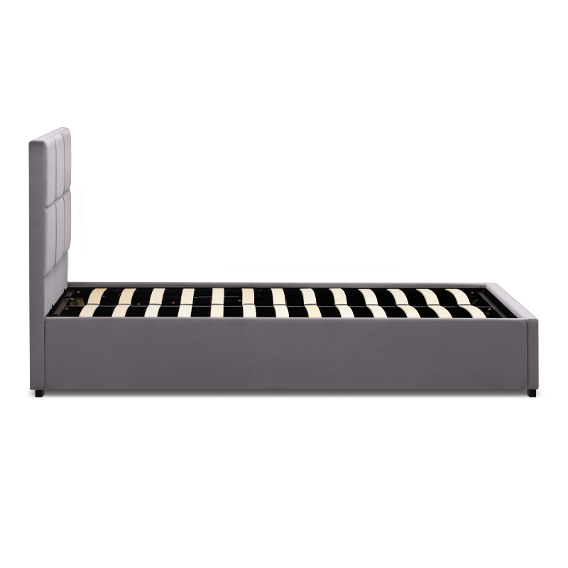 GP002-00072-5 Κρεβάτι Kingston Megapap βελούδινο με αποθηκευτικό χώρο χρώμα γκρι 100x200εκ.