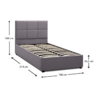 GP002-00072-8 Κρεβάτι Kingston Megapap βελούδινο με αποθηκευτικό χώρο χρώμα γκρι 100x200εκ.