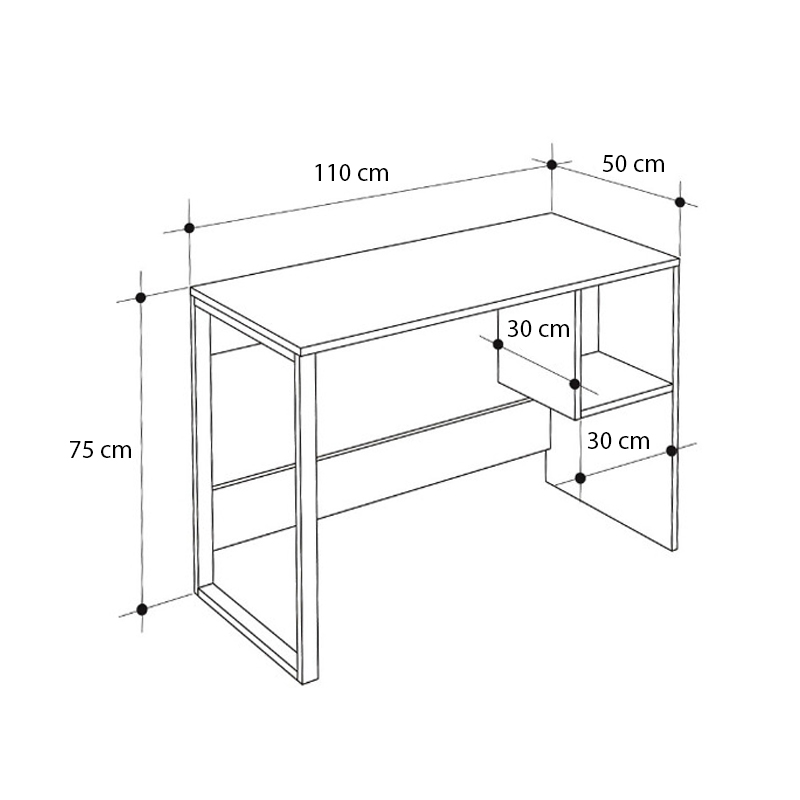 Γραφείο εργασίας Cubo Megapap χρώμα λευκό - sapphire oak 110x50x75εκ.