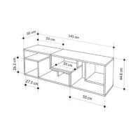 Έπιπλο τηλεόρασης Glis Megapap πολυμορφικό χρώμα sapphire oak - λευκό 145x35x44,8εκ.