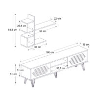 Σύνθεση τηλεόρασης Salerno Megapap χρώμα λευκό 180x35x51εκ.