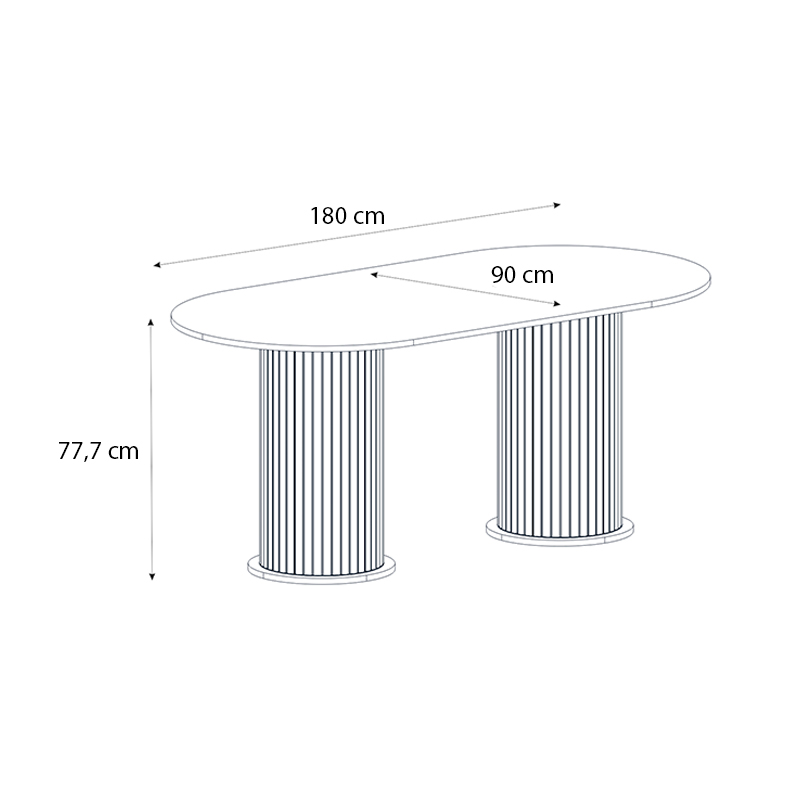 Τραπέζι Bohema Megapap χρώμα ivory - sepet oak 180x90x77,7εκ.