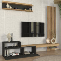 Σύνθεση τηλεόρασης Dumont Megapap χρώμα ανθρακί - sepet oak 240x36,8x200εκ.