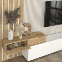 GP042-03241-4 Σύνθεση τηλεόρασης Rosaline Megapap χρώμα λευκό - sepet oak 233x31,3x196,8εκ.