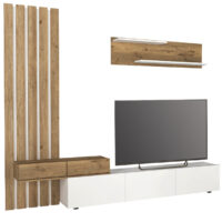 GP042-03241-5 Σύνθεση τηλεόρασης Rosaline Megapap χρώμα λευκό - sepet oak 233x31,3x196,8εκ.