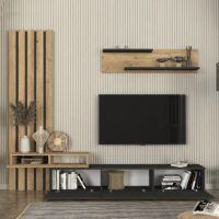 GP042-03242-1 Σύνθεση τηλεόρασης Rosaline Megapap χρώμα ανθρακί - sepet oak 233x31,3x196,8εκ.