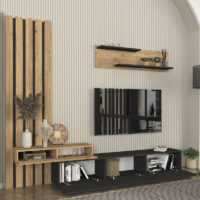 GP042-03242-3 Σύνθεση τηλεόρασης Rosaline Megapap χρώμα ανθρακί - sepet oak 233x31,3x196,8εκ.