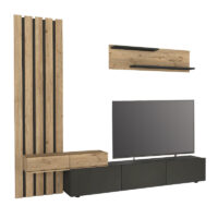 GP042-03242-5 Σύνθεση τηλεόρασης Rosaline Megapap χρώμα ανθρακί - sepet oak 233x31,3x196,8εκ.