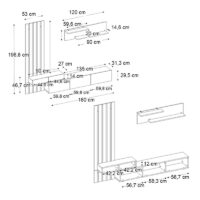 GP042-03242-6 Σύνθεση τηλεόρασης Rosaline Megapap χρώμα ανθρακί - sepet oak 233x31,3x196,8εκ.