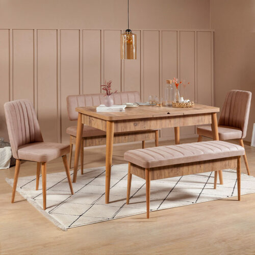 GP052-00333-1 Καναπές διθέσιος - Παγκάκι Alden Megapap από μελαμίνη - βελούδο χρώμα μπεζ 110x40x85εκ.