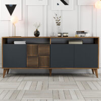 GP052-01192-2 Μπουφές Milan Megapap χρώμα καρυδί - ανθρακί 180x35x78,6εκ.