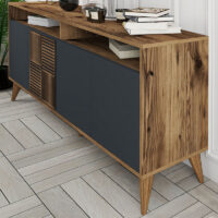 GP052-01192-3 Μπουφές Milan Megapap χρώμα καρυδί - ανθρακί 180x35x78,6εκ.