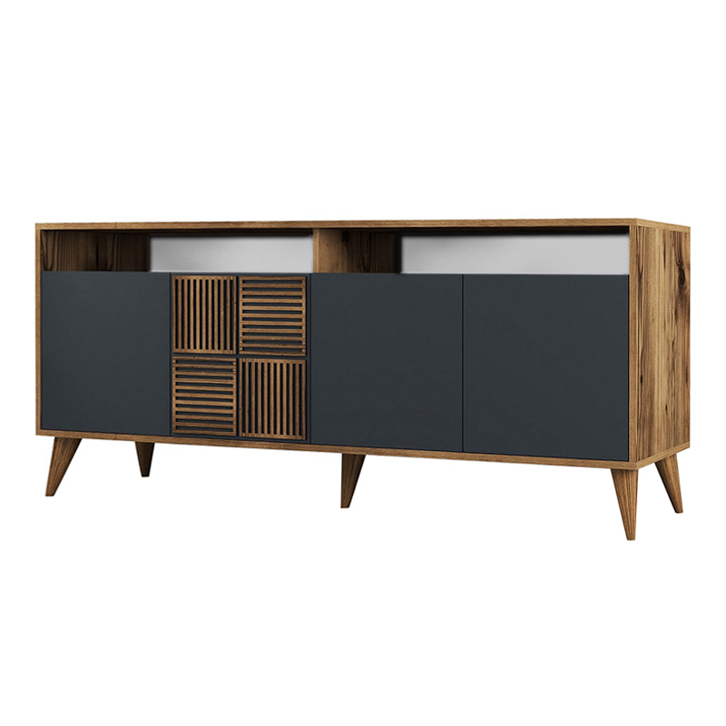 GP052-01192-4 Μπουφές Milan Megapap χρώμα καρυδί - ανθρακί 180x35x78,6εκ.