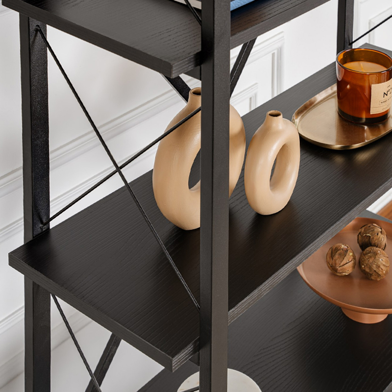 GP052-02193-2 Βιβλιοθήκη Elysian Megapap χρώμα μαύρο 90x33,5x180εκ.