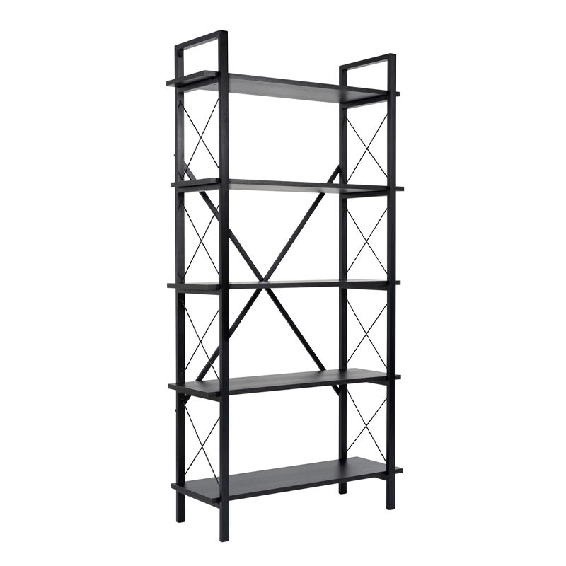 GP052-02193-3 Βιβλιοθήκη Elysian Megapap χρώμα μαύρο 90x33,5x180εκ.