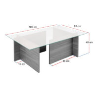 Τραπεζάκι σαλονιού Vetrino Megapap γυάλινο χρώμα black wood 105x65x40εκ.