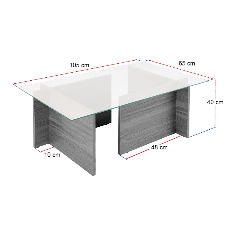 Τραπεζάκι σαλονιού Vetrino Megapap γυάλινο χρώμα black wood 105x65x40εκ.